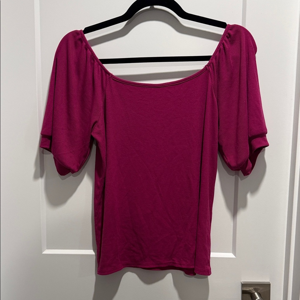 NWOT Grace & Lace Off-Shoulder Puff Sleeve Top - Fuchsia